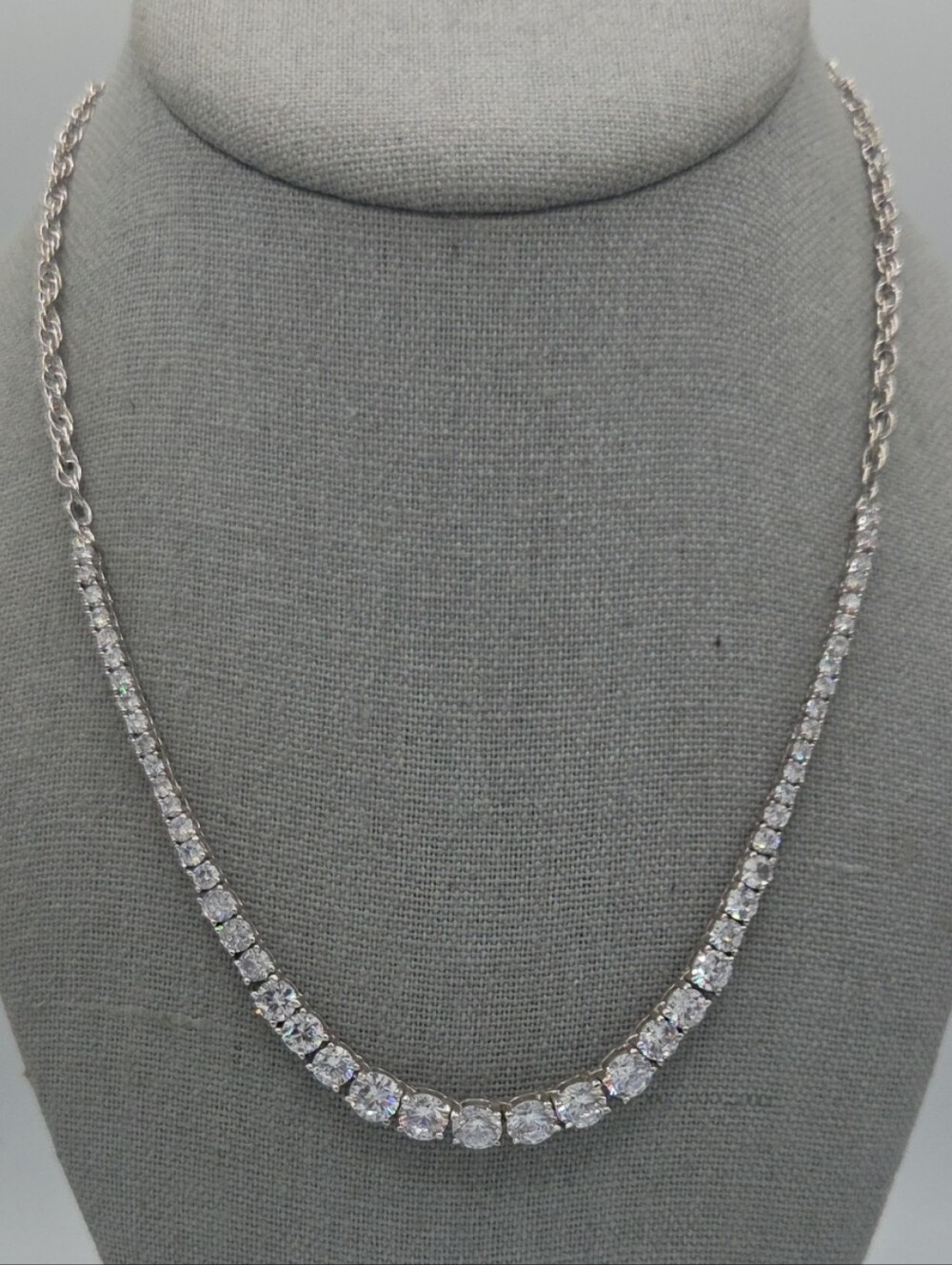 5 for $25! Silver Tone White Crystal Tennis Necklace